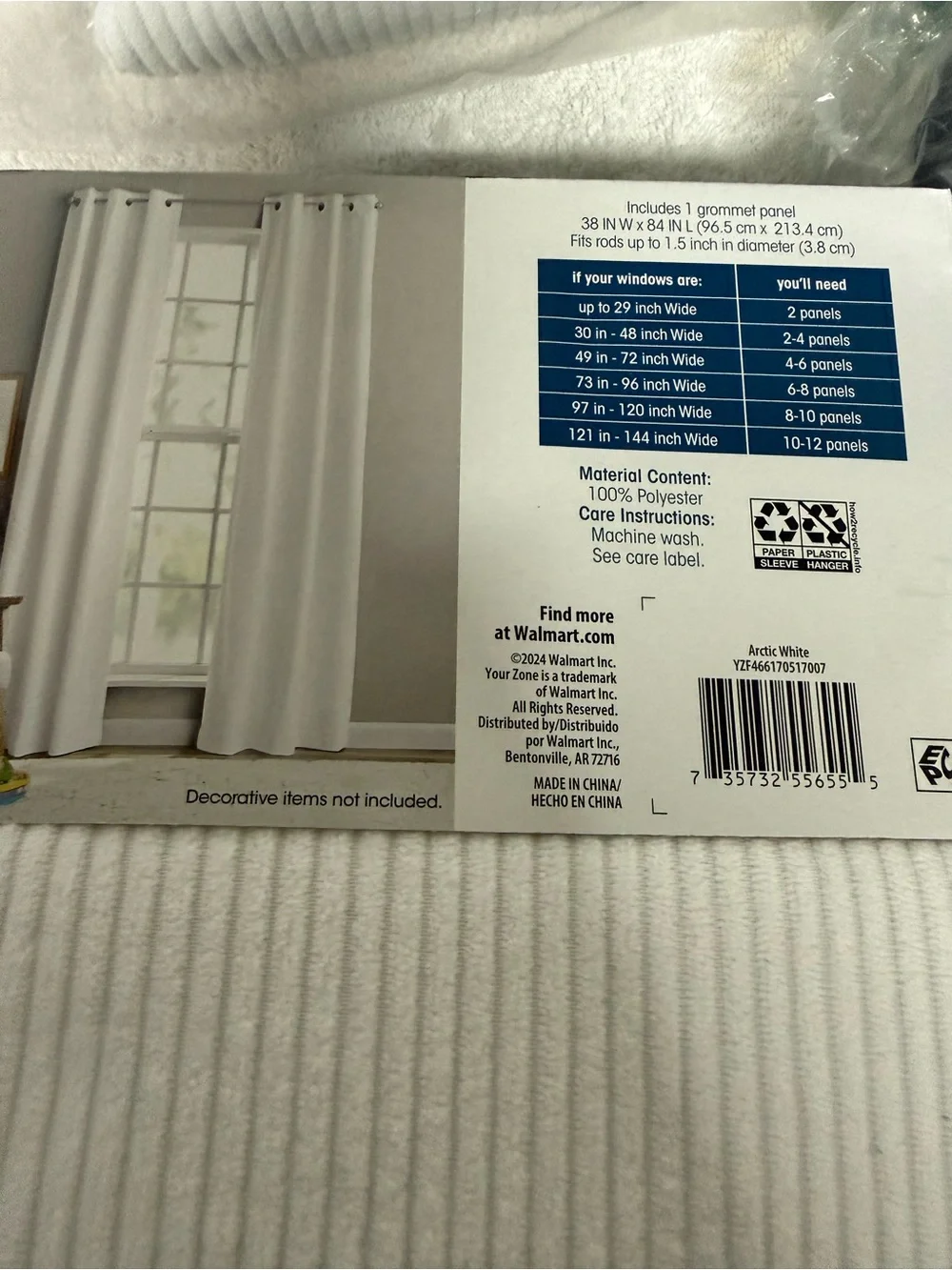 Ribbed Blackout Curtain Panel - White